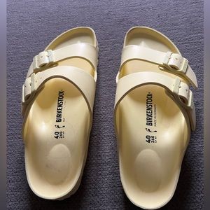 Yellow waterproof Arizona Birkenstock shoes